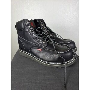 Sureway Mens SW601MS Black Leather Moc Toe Work Boots Steel Toe EH Size 13